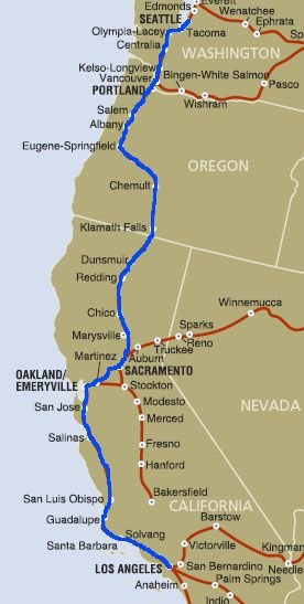 Acknowledge the Coast Starlight Train Route Map