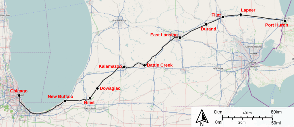 Acknowledge the Blue Water Train Route Map