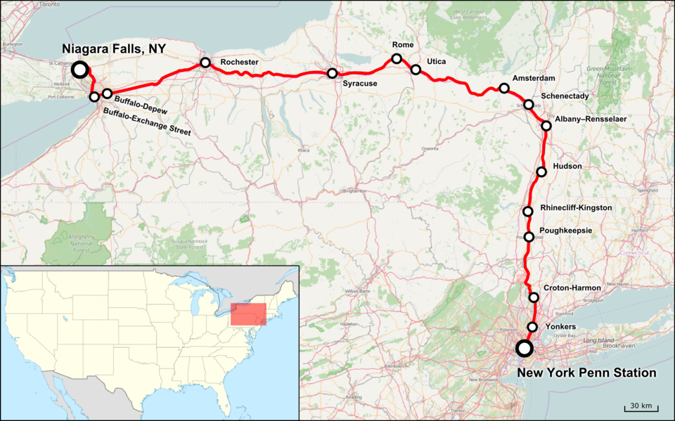 Acknowledge the Empire Service Train Route Map